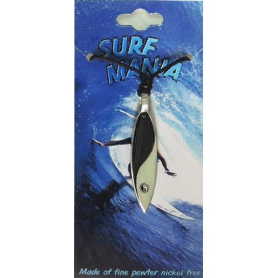 Pewter Pendant Yin Yang Surfboard 