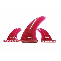 Pump Fiberglass Longboard Fin + 2 GL Side Fins Set Red