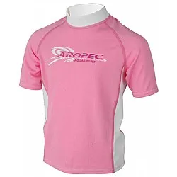 Aropec Kids Lycra Rash Guard Short Sleeve PINK  (เสื้อว่ายน้ำแขนสั้นสีชมพู เด็ก รุ่น Aropec)